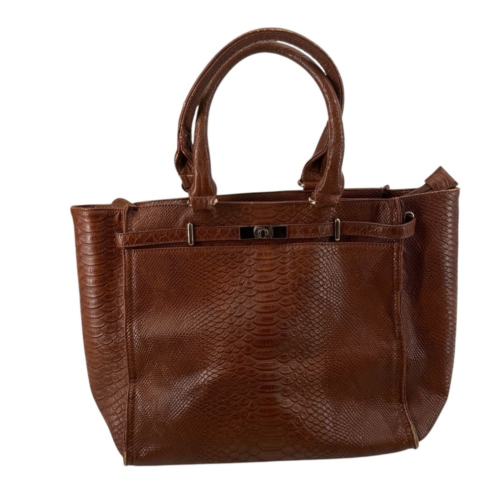 Urban Expressions Chic Tan Milan Faux Croc Textured Vegan Handbag Purse